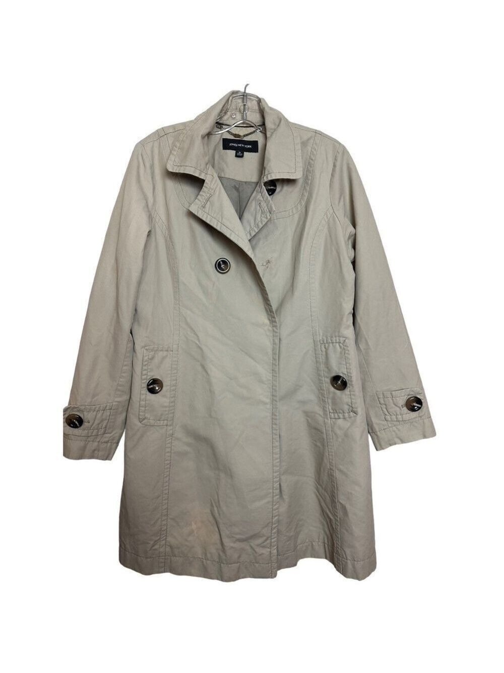 Jones New York Trench Style Khaki Tan Lightweight Jacket Rain Coat